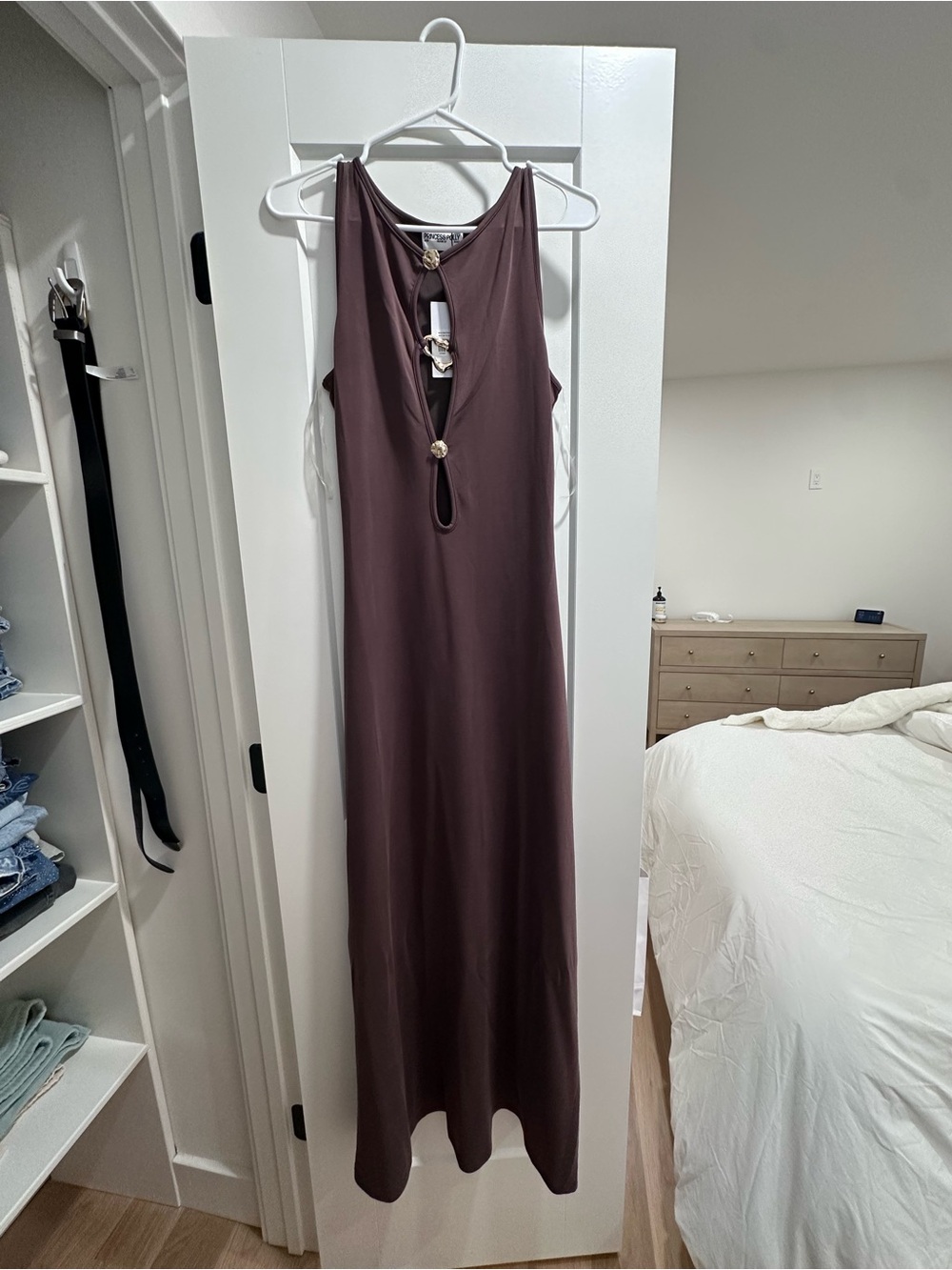 NWT Princess Polly Sleeveless Keyhole Maxi Dress in Brown